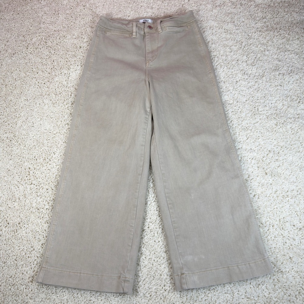 OAT New York Wide Leg Crop Pants Womens 4 27 Tan Khaki High Rise Casual Boho